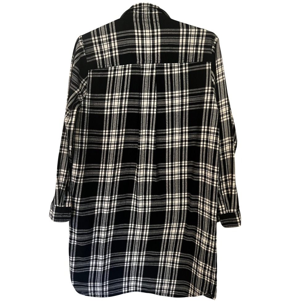 MADEWELL Daywalk Plaid Flannel Shirt Dress Size S Long Sleeve Black White - Picture 3 of 11